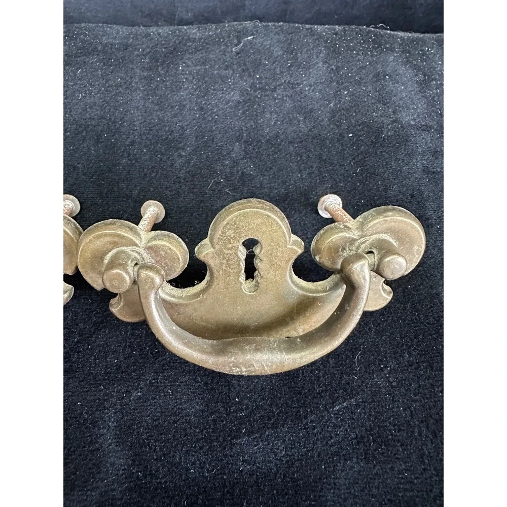 Vintage Brass Drawer Pulls Vintage Hardware Keyhole Bail Pull MCM 3.5